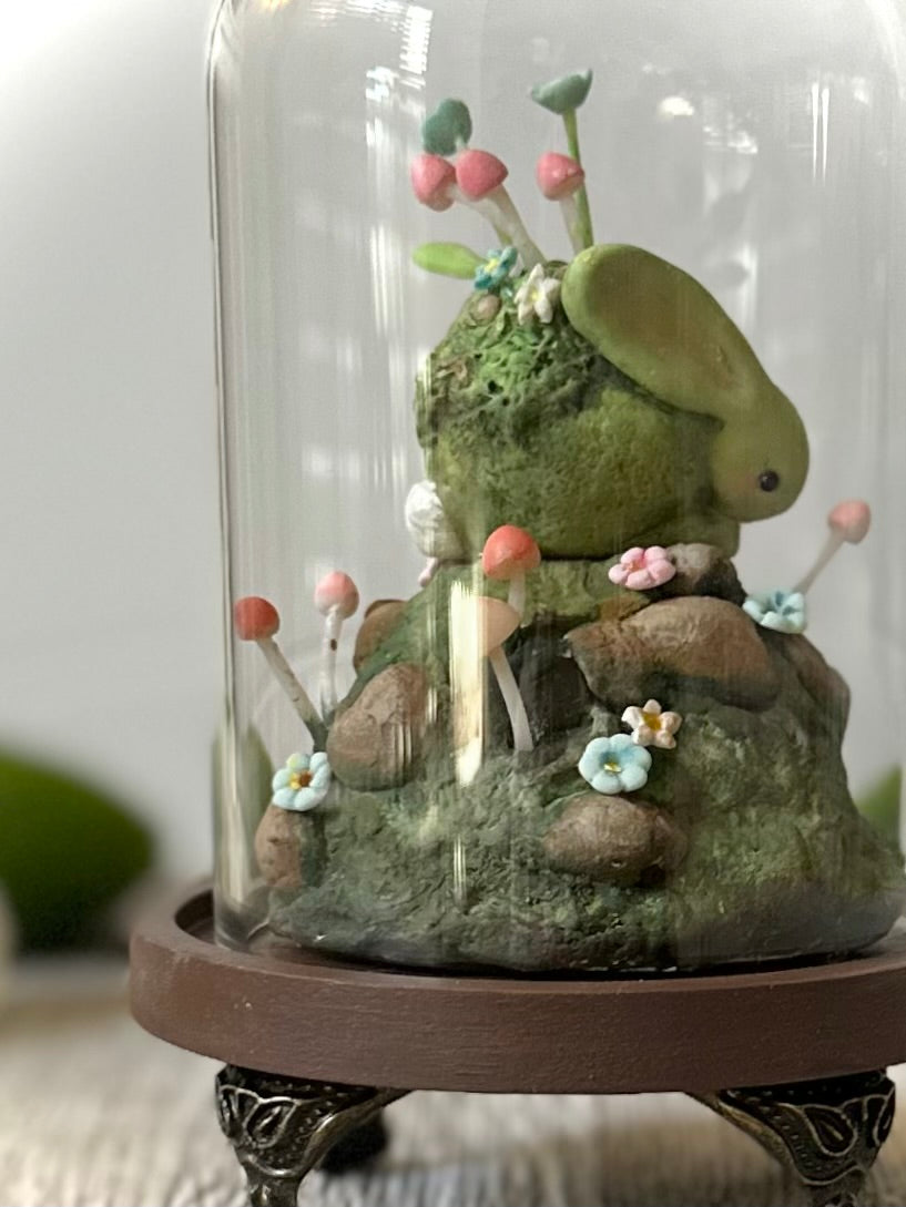PRE ORDER The Moss Hare 6inch Glass Cloche