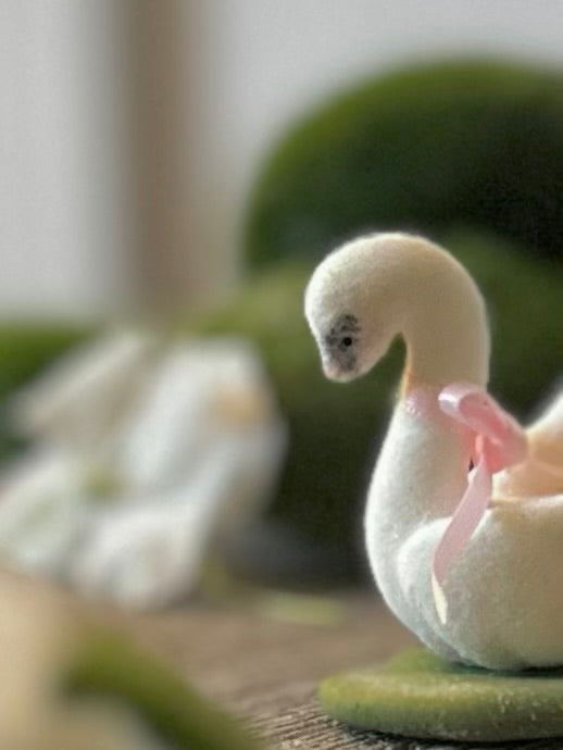 Preorder Spring Swan 1.75 inch Flocked Figurine