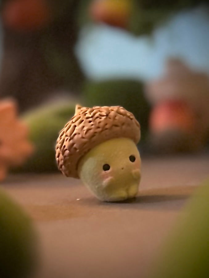 Preorder Little Green Acorn 1.5 inch Flocked Figurine with wooden display base (Copy)