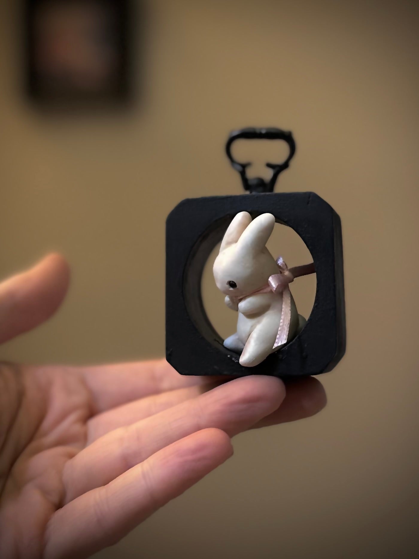 Preorder Bunny on a Wall 3x2 inch mixed media Wall Hanging