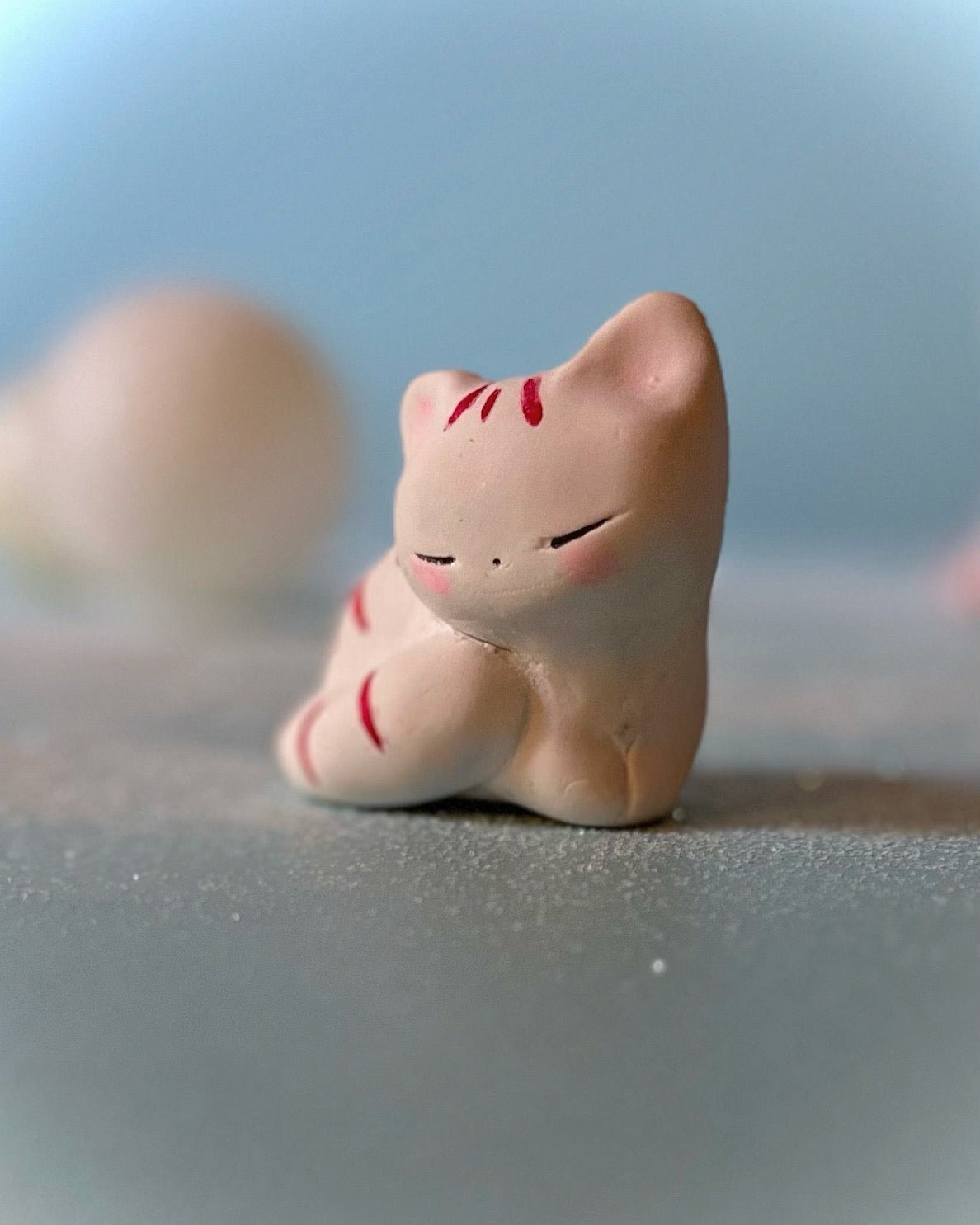 PRE ORDER Curled Up Peppermint Kitty 2 inch figurine,art toy
