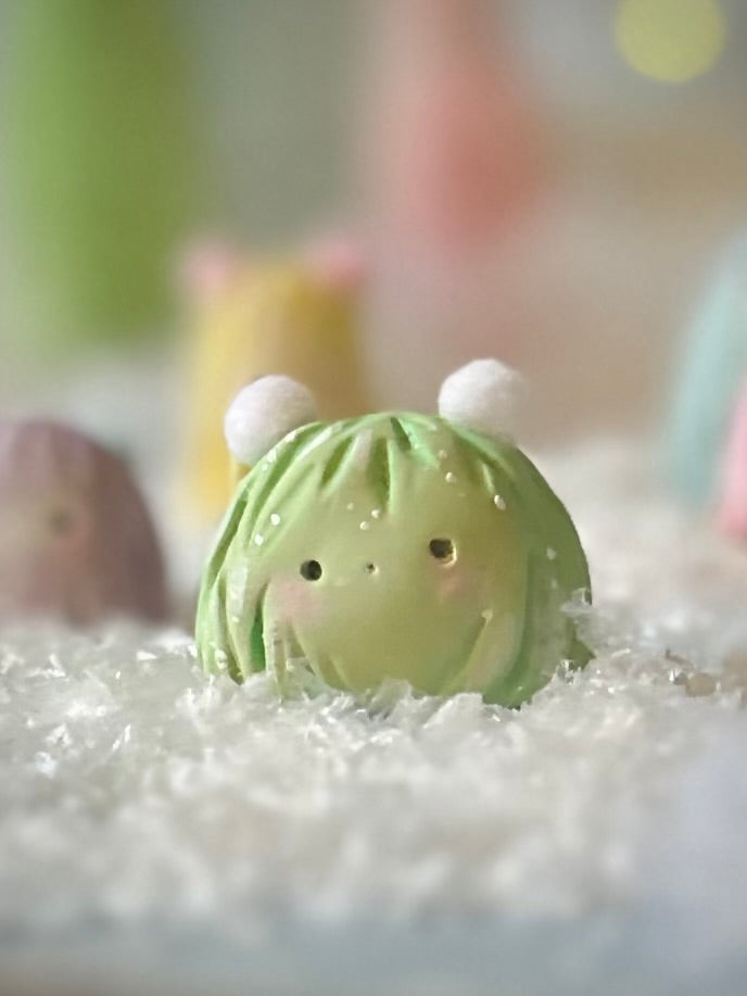 Preorder green Warm Fuzzy 1.25 inch figurine, art toy
