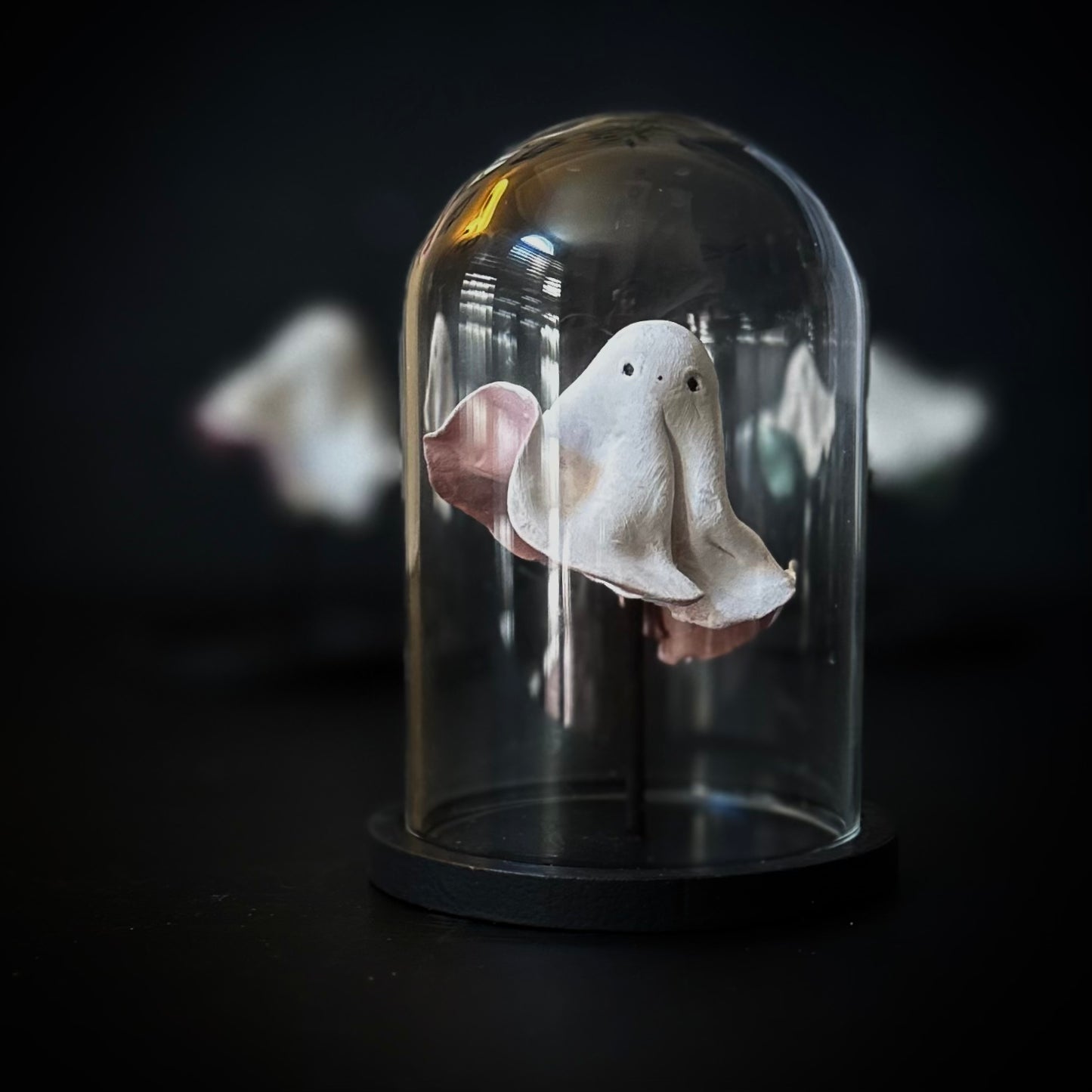 Sweet Spooks 4 inch glass Cloche, pink underskirt