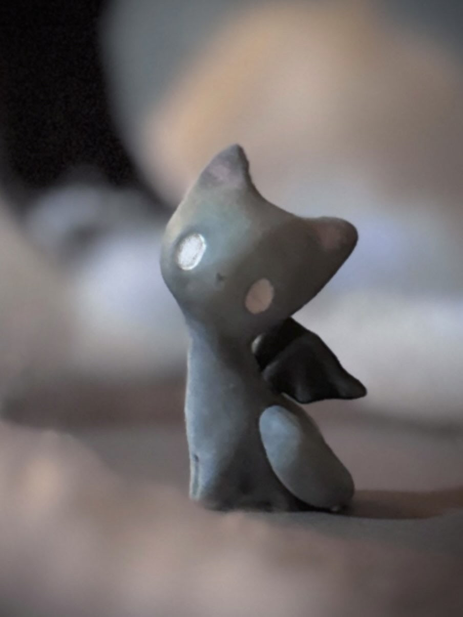 PREORDER Grey Bat Cat 2 inch resin Art toy, Figurine