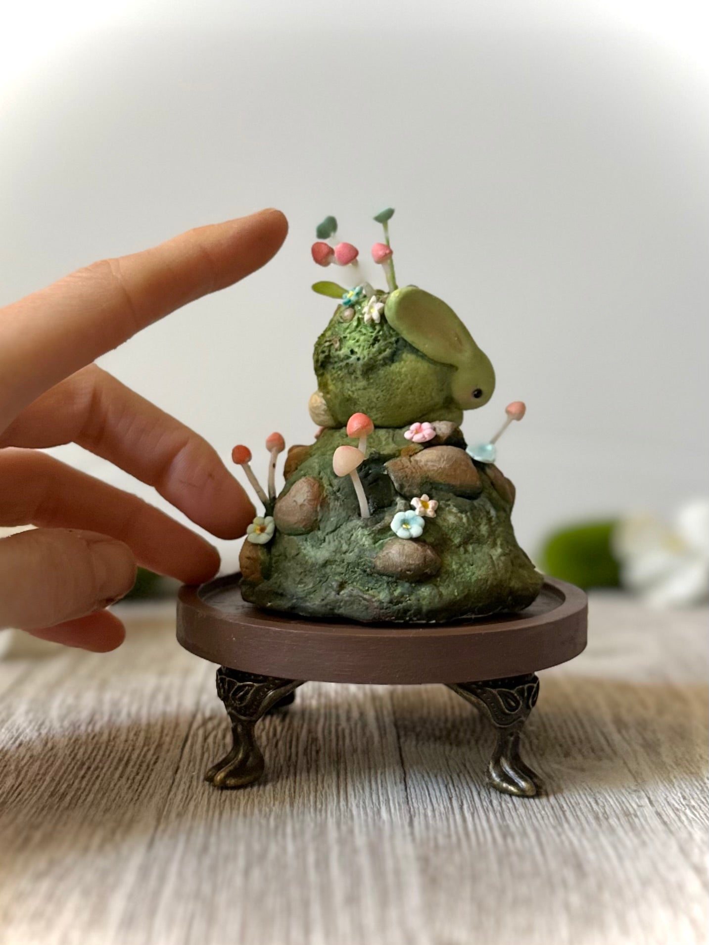The Moss Hare 6inch Glass Cloche