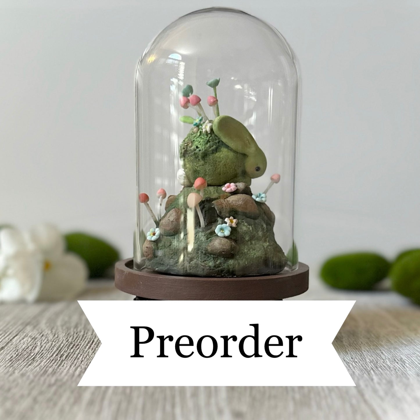 PRE ORDER The Moss Hare 6inch Glass Cloche