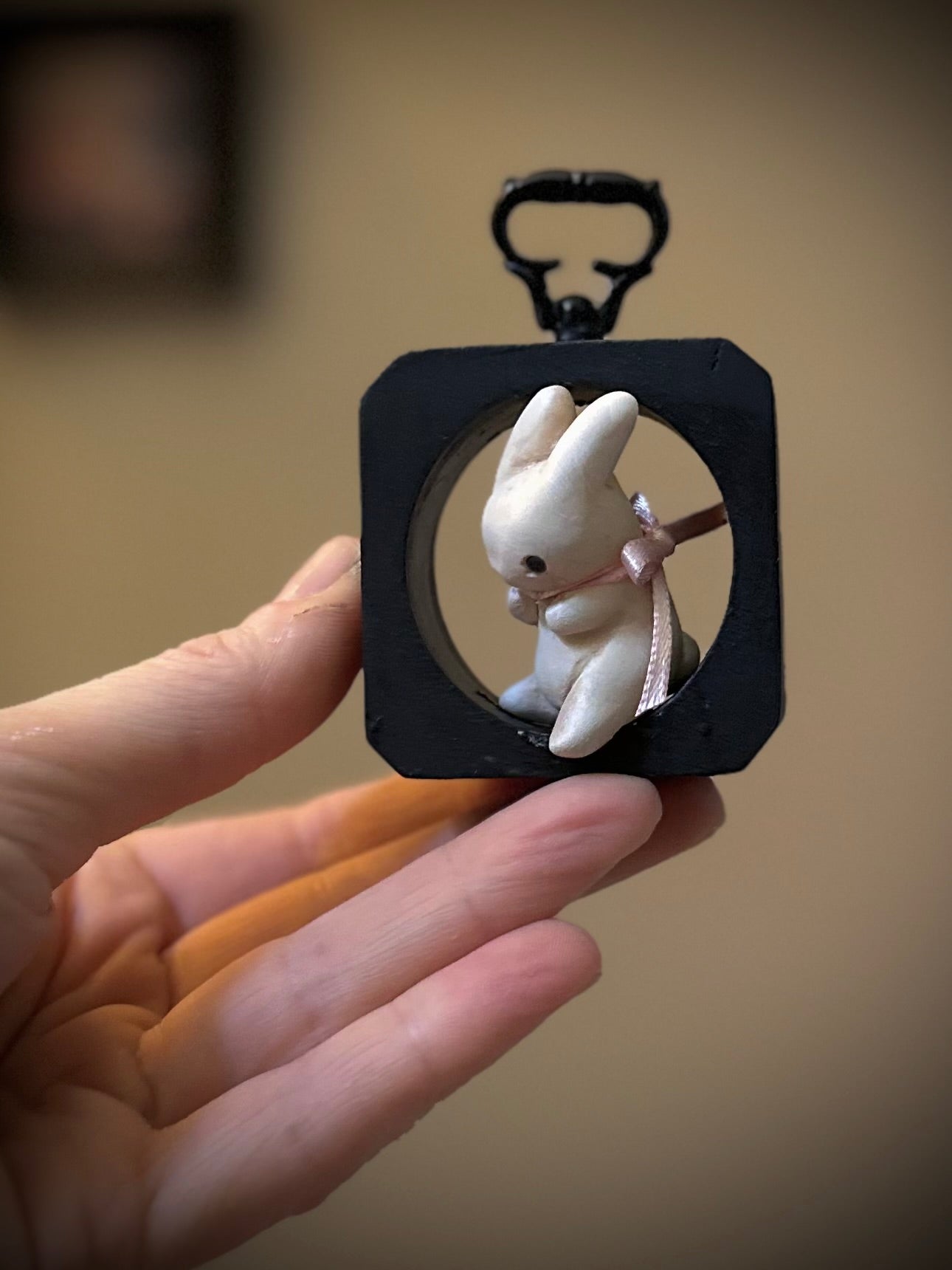 Preorder Bunny on a Wall 3x2 inch mixed media Wall Hanging