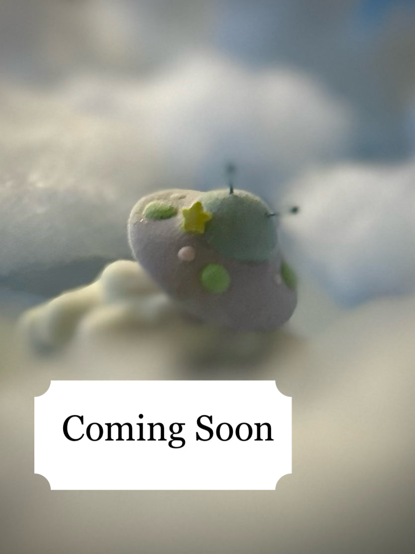 Preorder Lavender Flying Saucer 3 inch Flocked Figure with Flocked Cloud Base