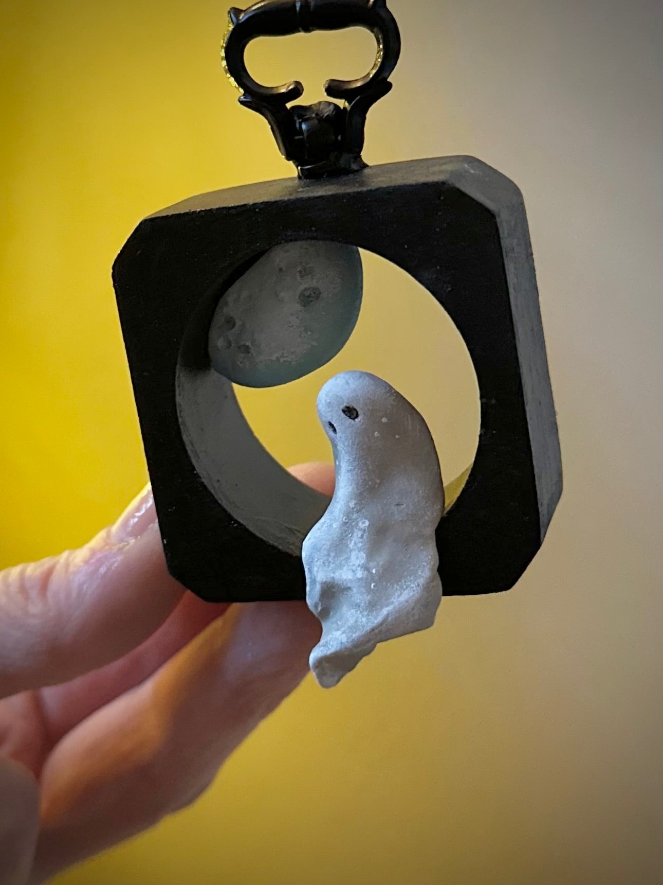 Preorder Ghost on a Wall, Jeffry 3x2 inch mixed media Wall Hanging