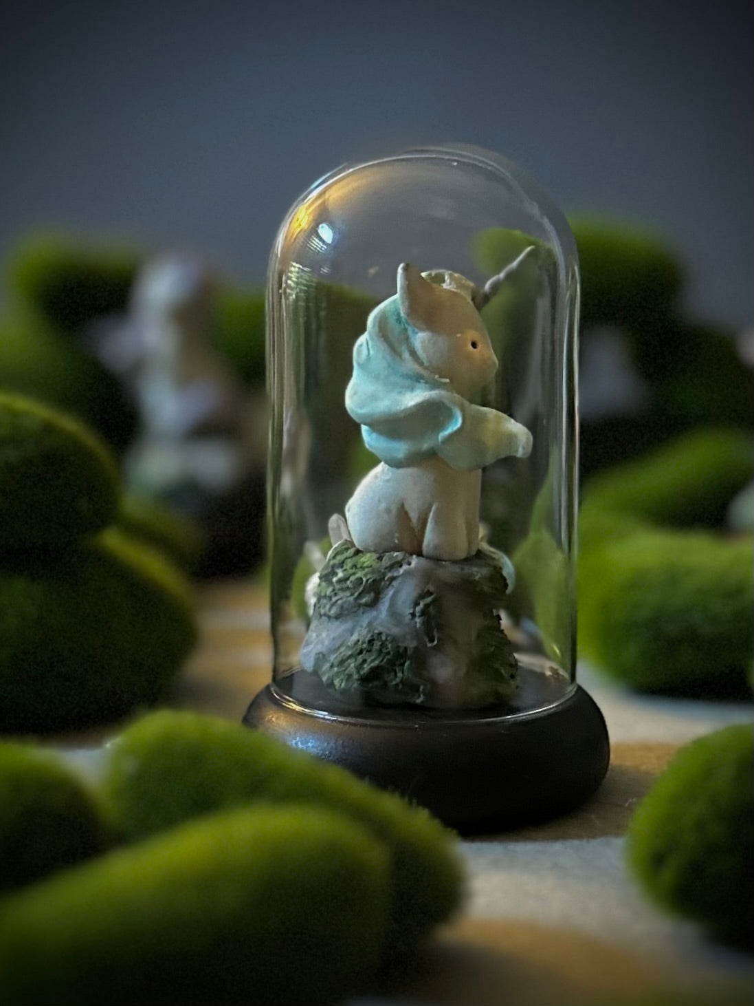 Blue Captured Unicorn 4 inch Glass Cloche