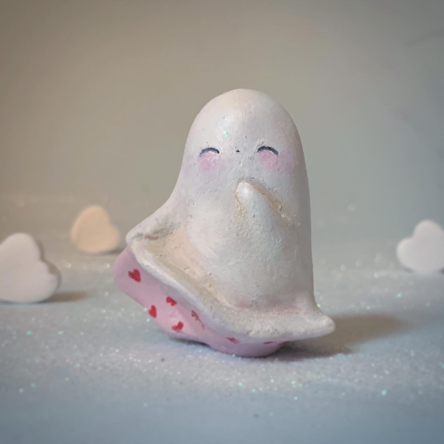 Peek a Boo Valentine Ghost Figurine