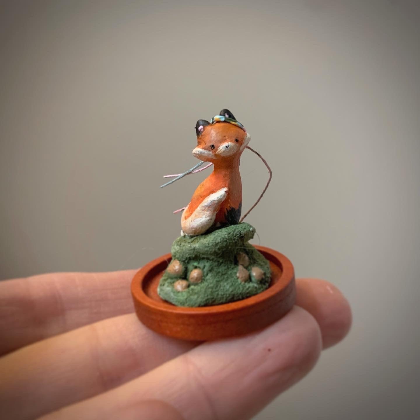 Summoner of Spring Fox in 1.5 inch Glass Cloche