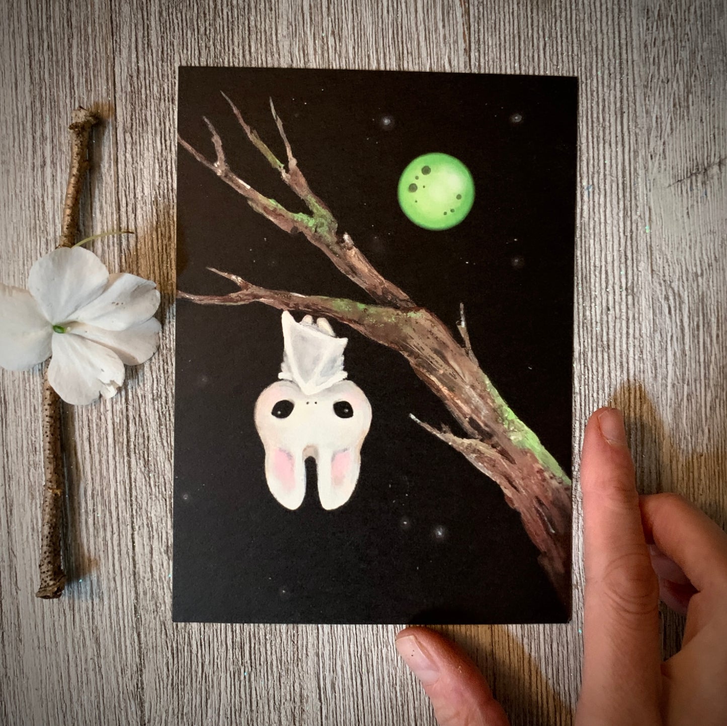 4x6 Full Moon Familiar Bat Print