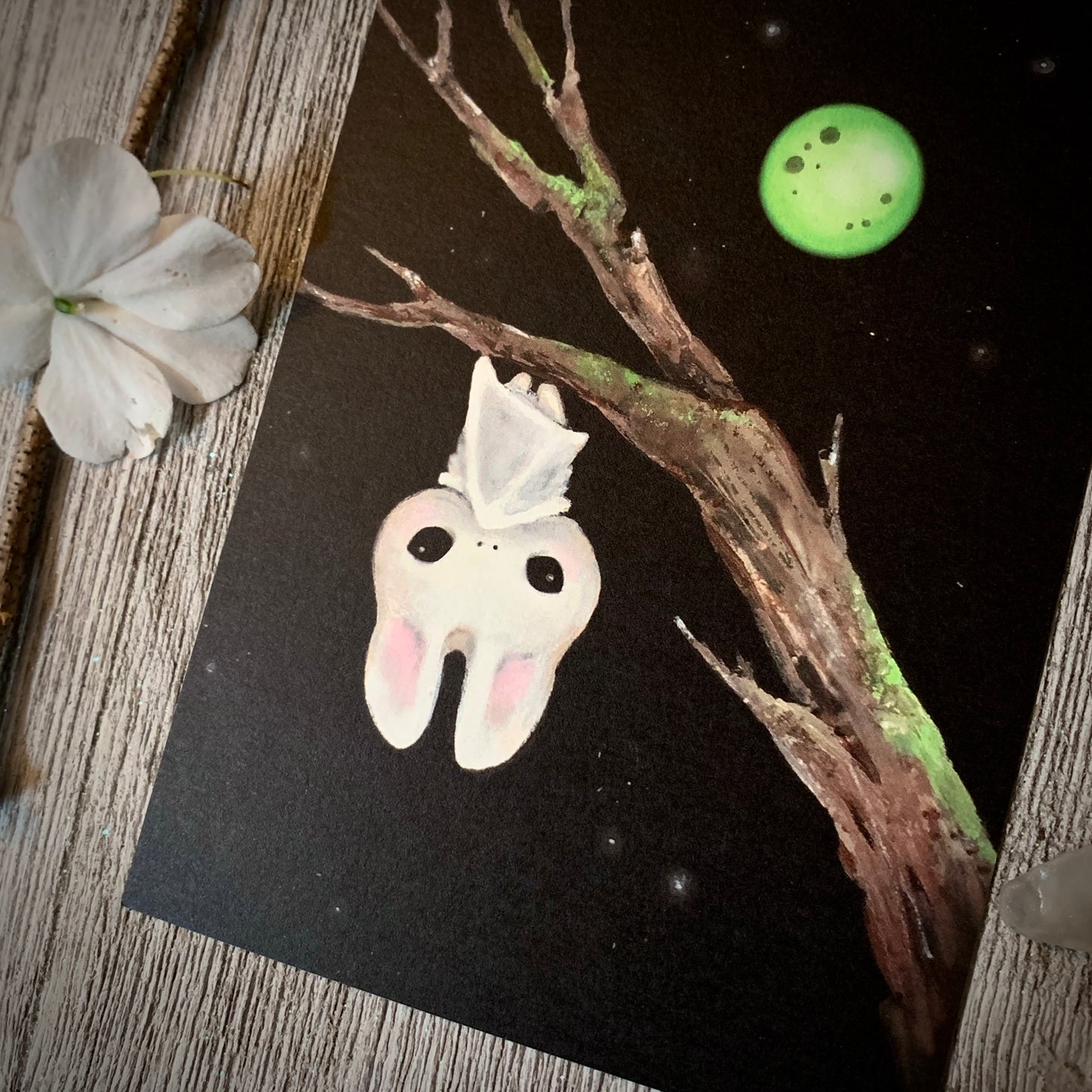 4x6 Full Moon Familiar Bat Print