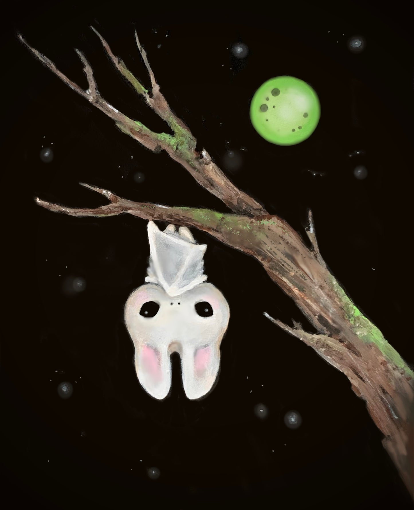 4x6 Full Moon Familiar Bat Print