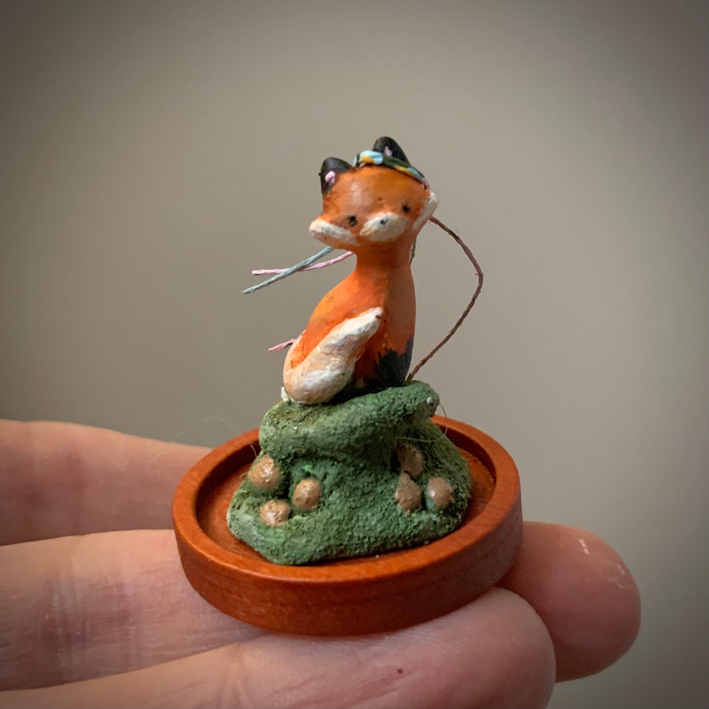 Summoner of Spring Fox in 1.5 inch Glass Cloche