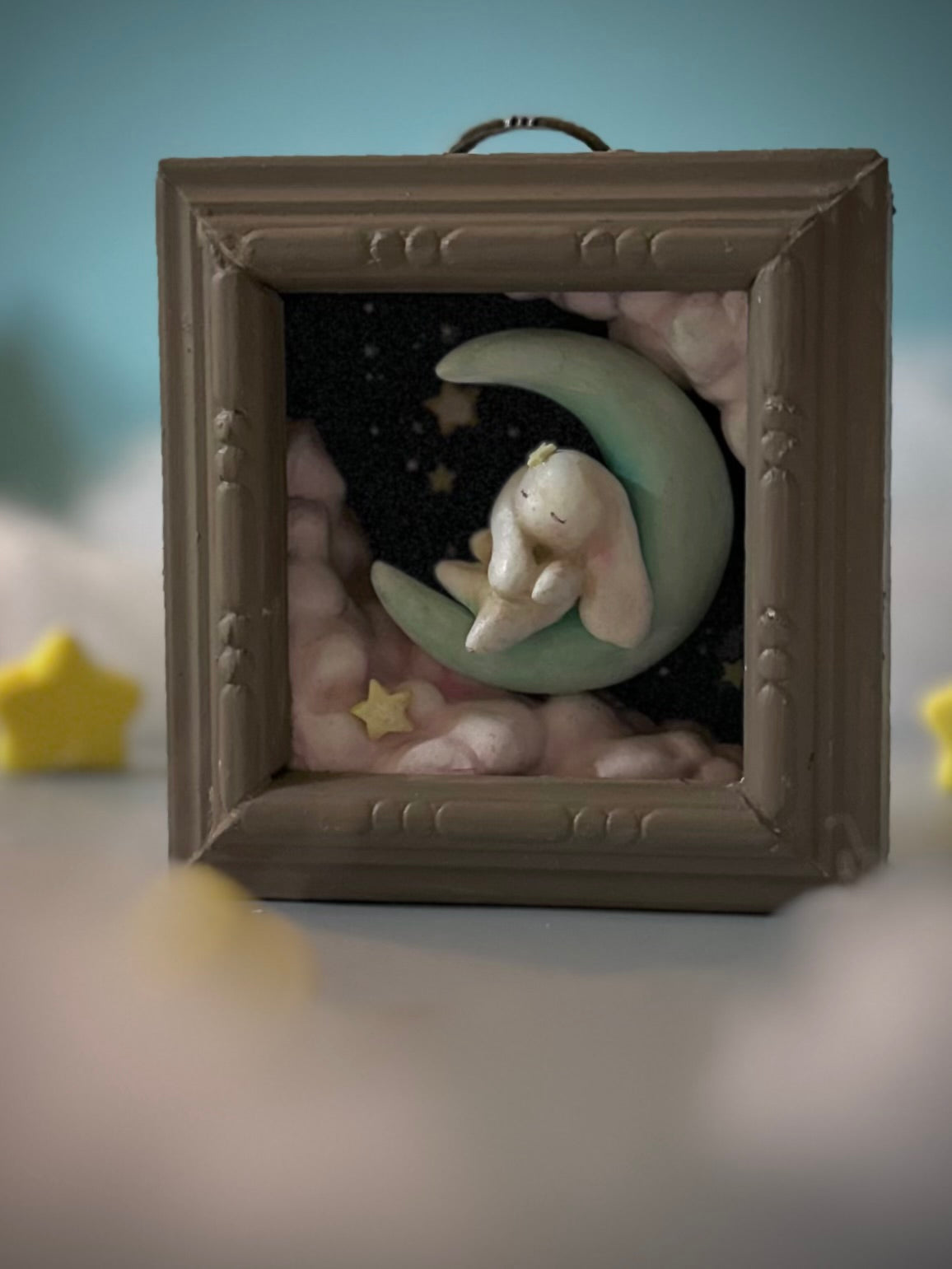 Moon Nap  4x4 inch Story Box Wall Hanging