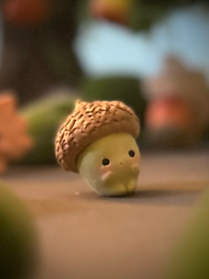 Preorder Little Green Acorn 1.5 inch Flocked Figurine with wooden display base (Copy)