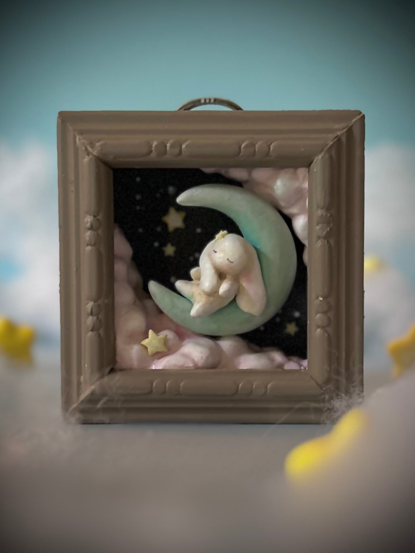 Moon Nap  4x4 inch Story Box Wall Hanging