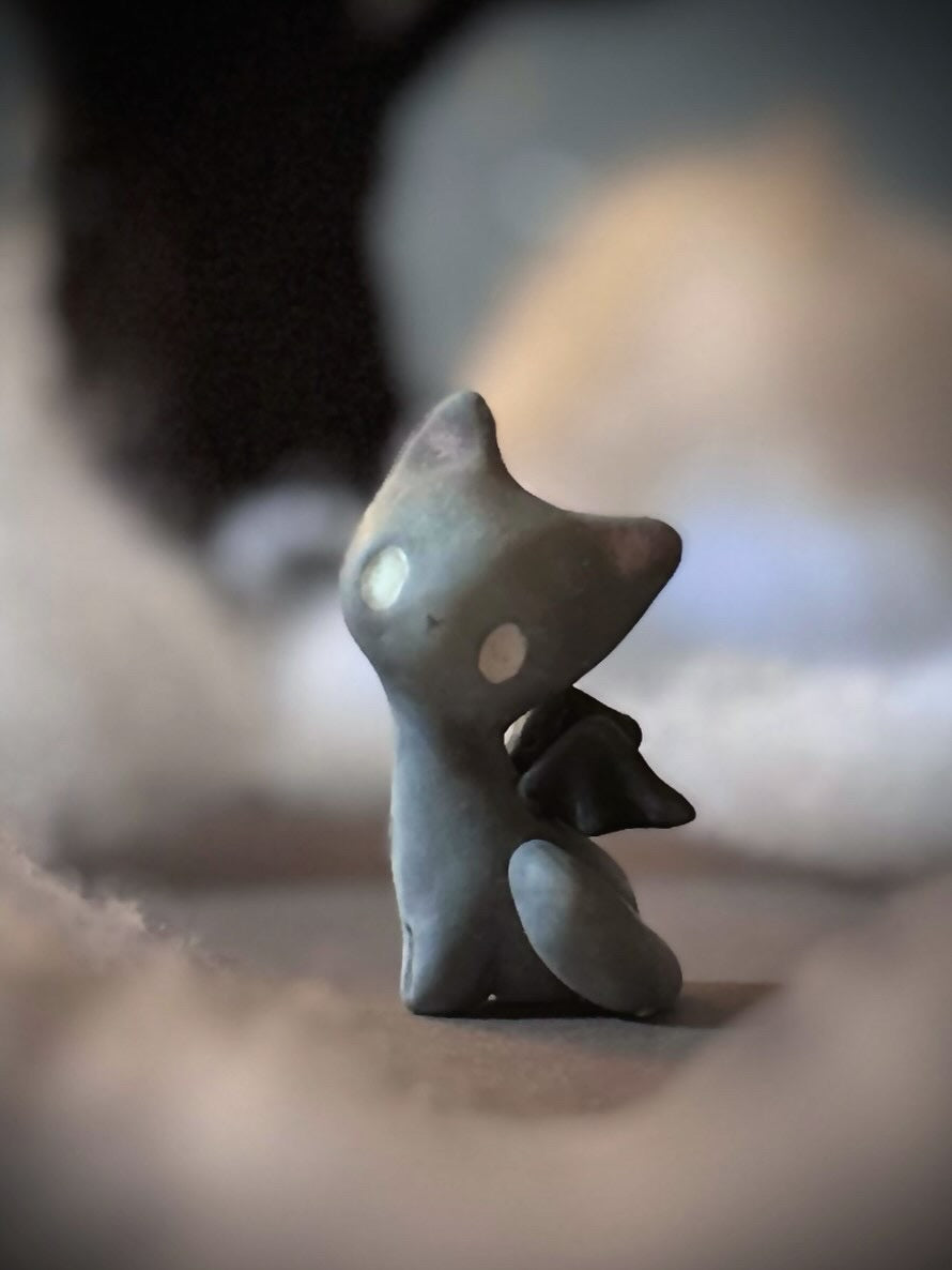 PREORDER Grey Bat Cat  2 inch resin Art toy, Figurine