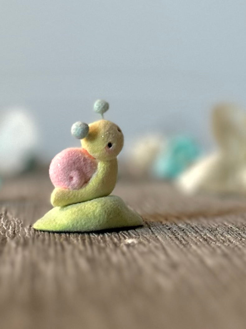 Preorder Spring Snail  1 inch Flocked Figurine