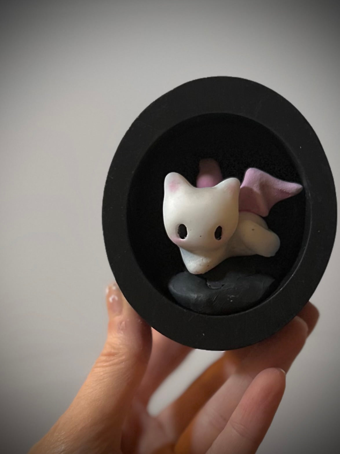 PREORDER White Bat Cat  2inch resin Art toy, Figurine