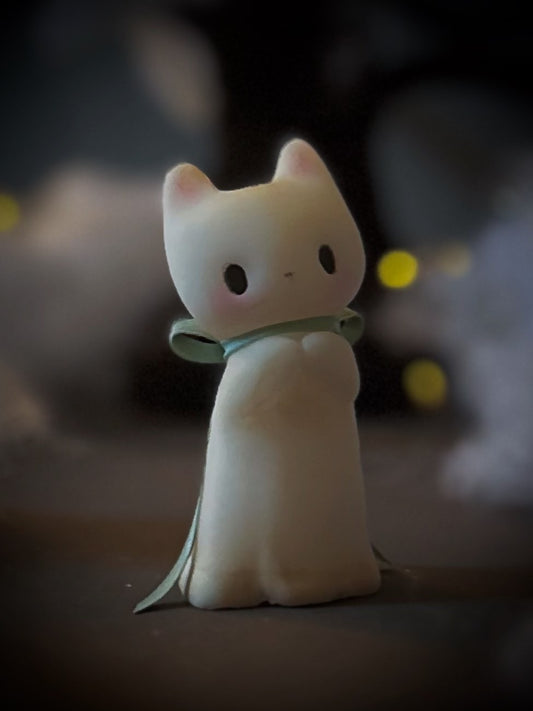 PREORDER White Ghost Kitten 3 inch resin figurine, art toy