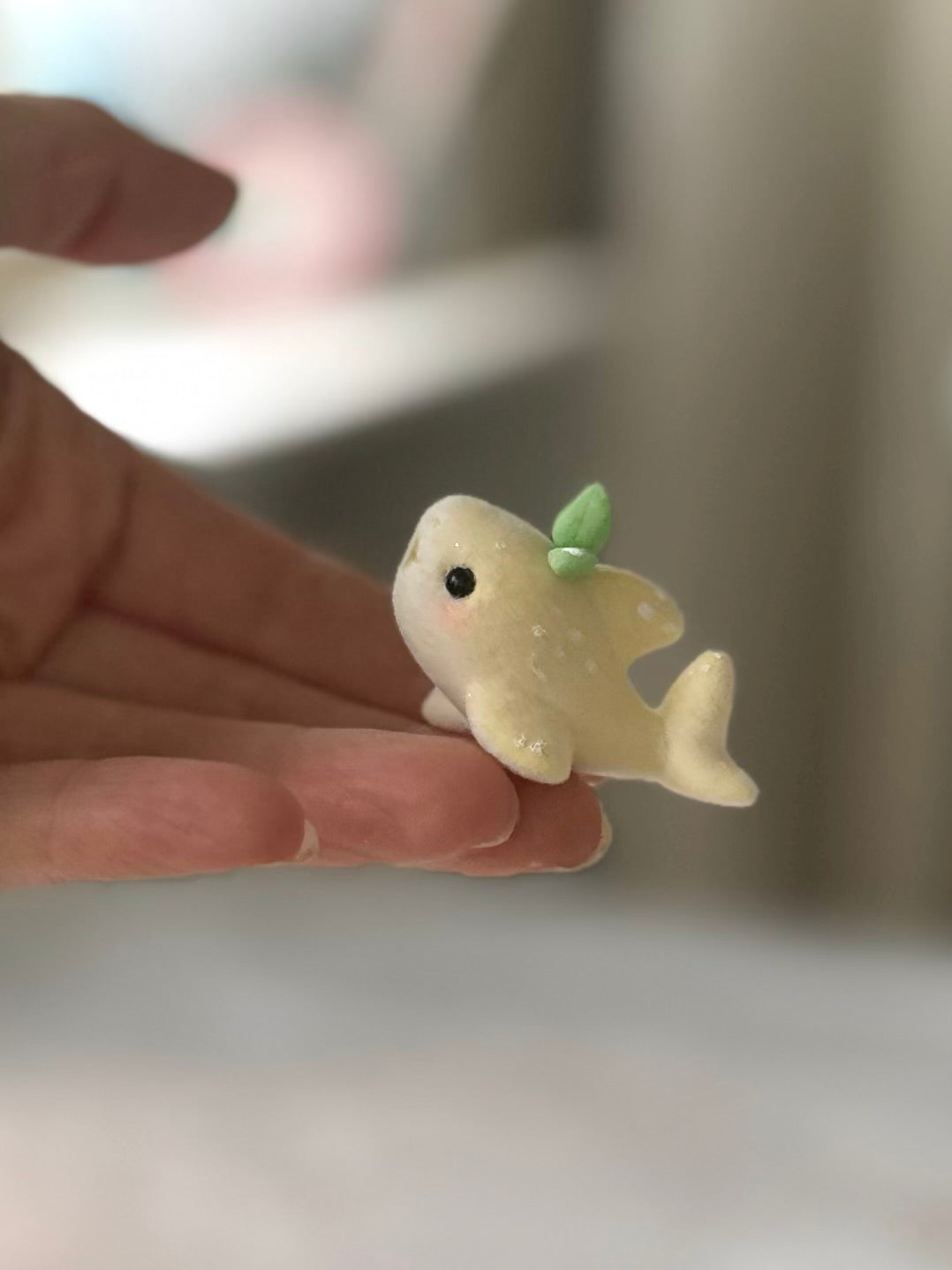Preorder Lemon Shark  2 inch Flocked Figurine with wooden display base