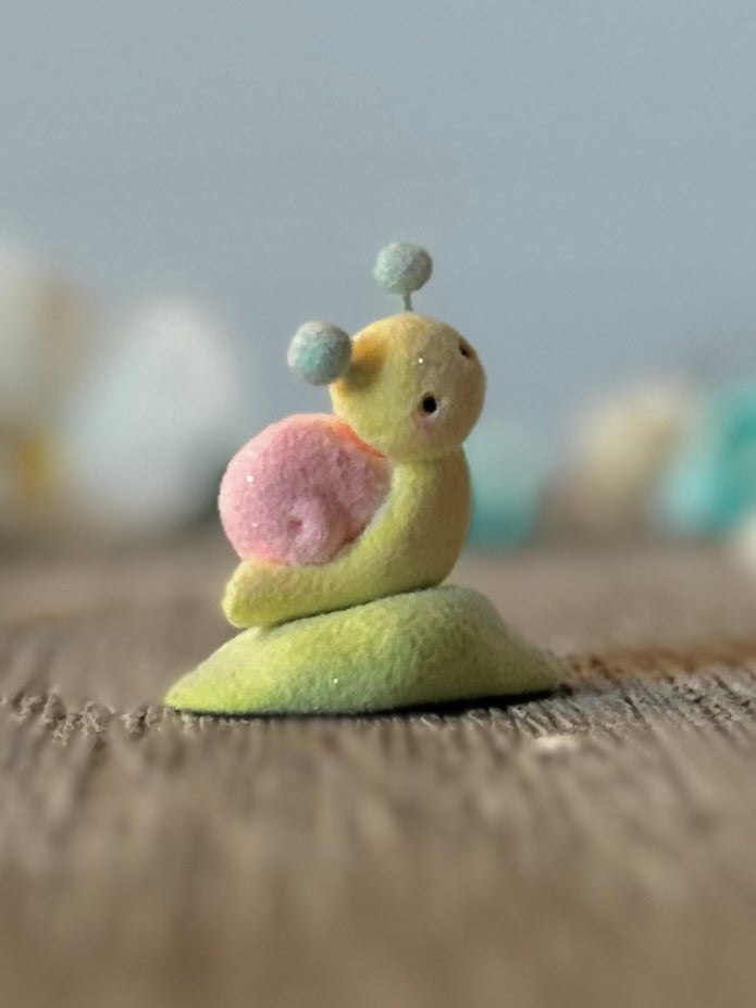 Preorder Spring Snail  1 inch Flocked Figurine