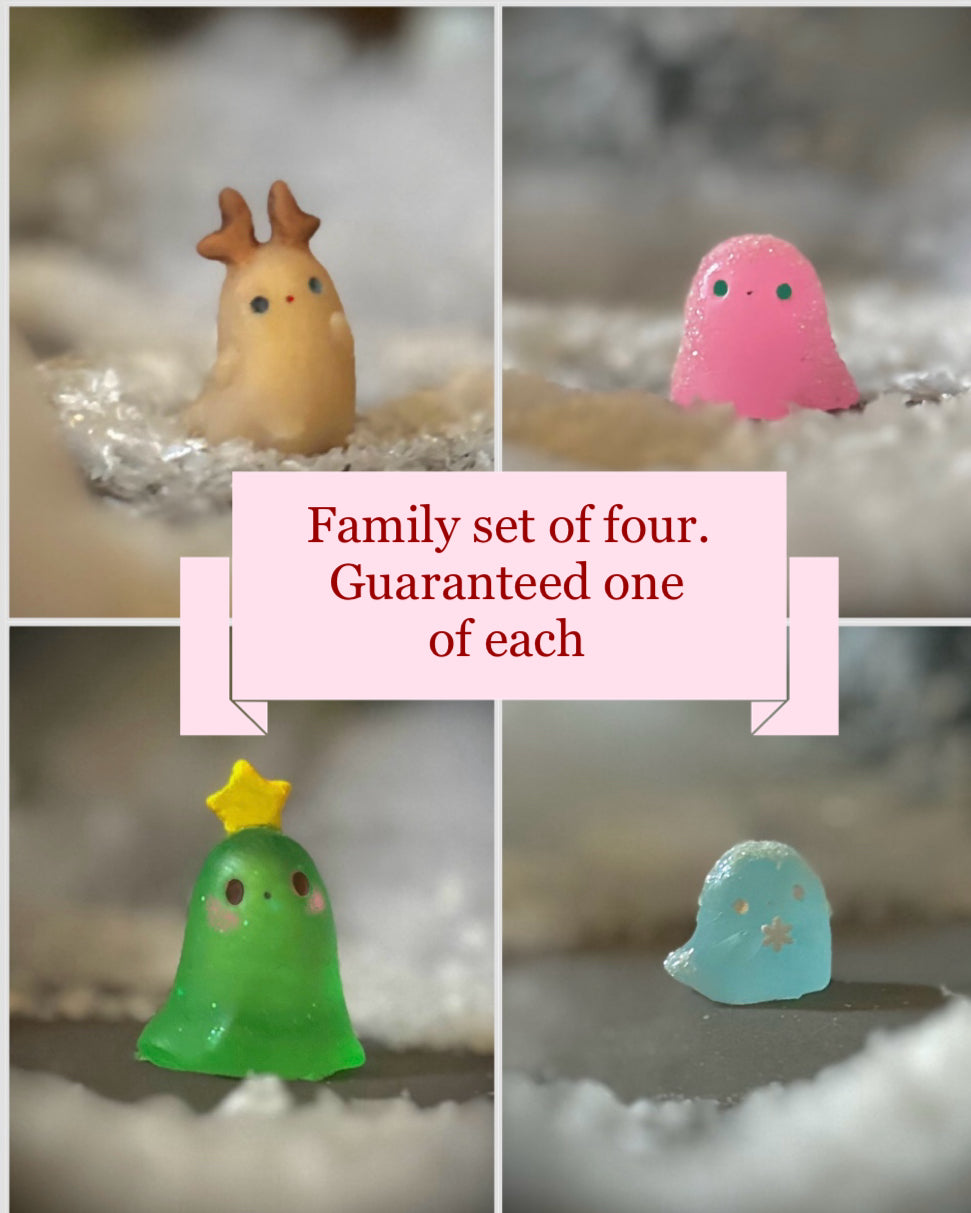 Family set of 4 Holiday Boos Blind Bag  1.5 inch figurine, art toy