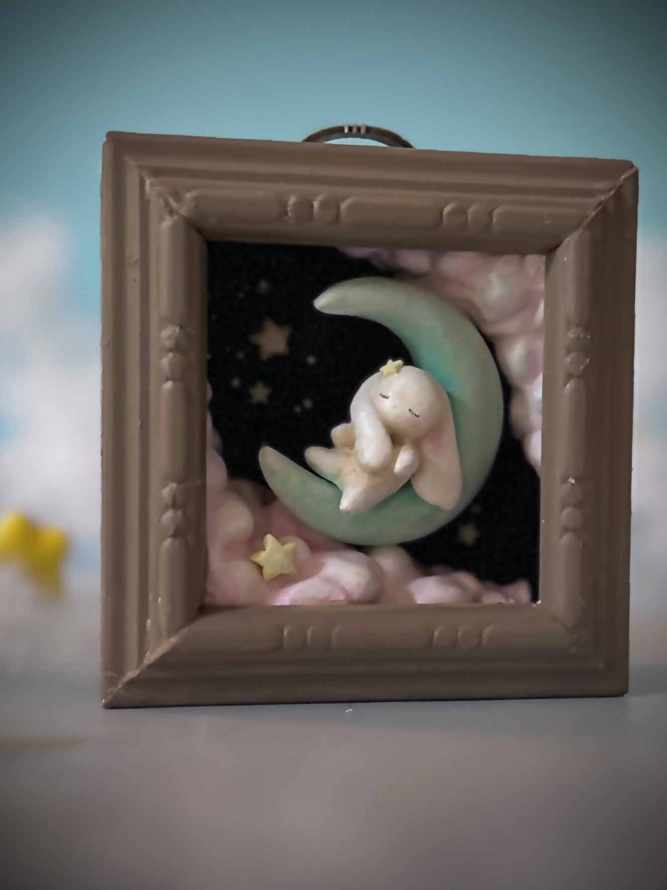 Moon Nap  4x4 inch Story Box Wall Hanging