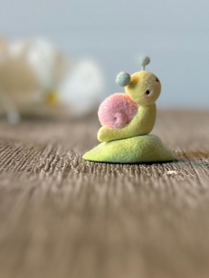 Preorder Spring Snail  1 inch Flocked Figurine