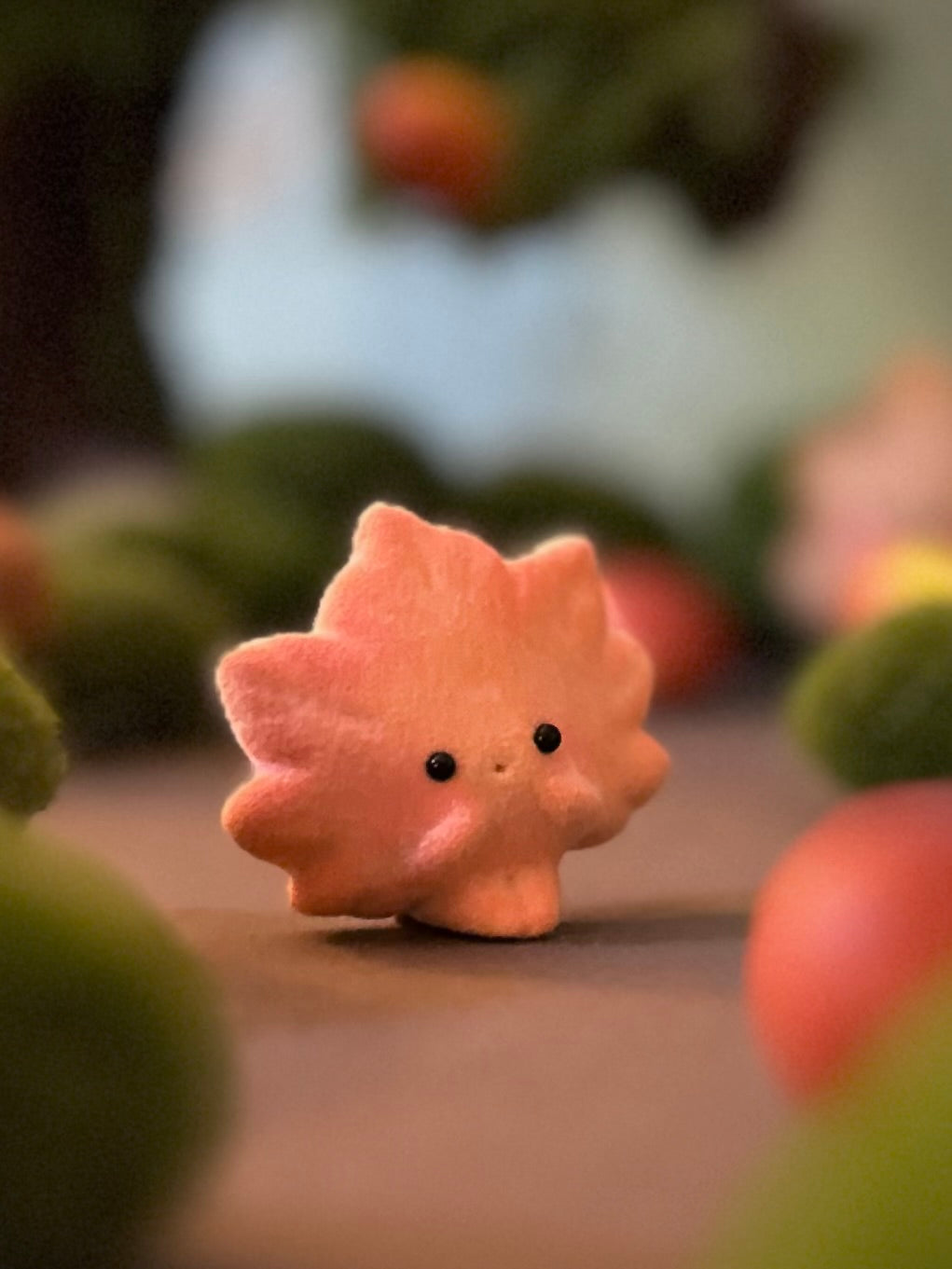 Preorder Little maple Leafy 1.5 inch Flocked Figurine with wooden display base