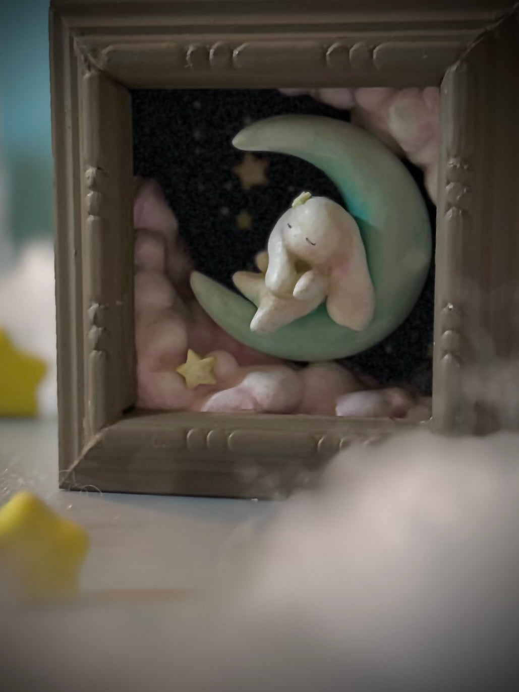 Moon Nap  4x4 inch Story Box Wall Hanging