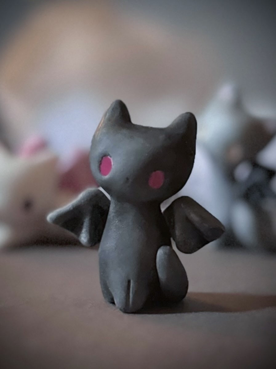 PREORDER Black Bat Cat  2 inch resin Art toy, Figurine