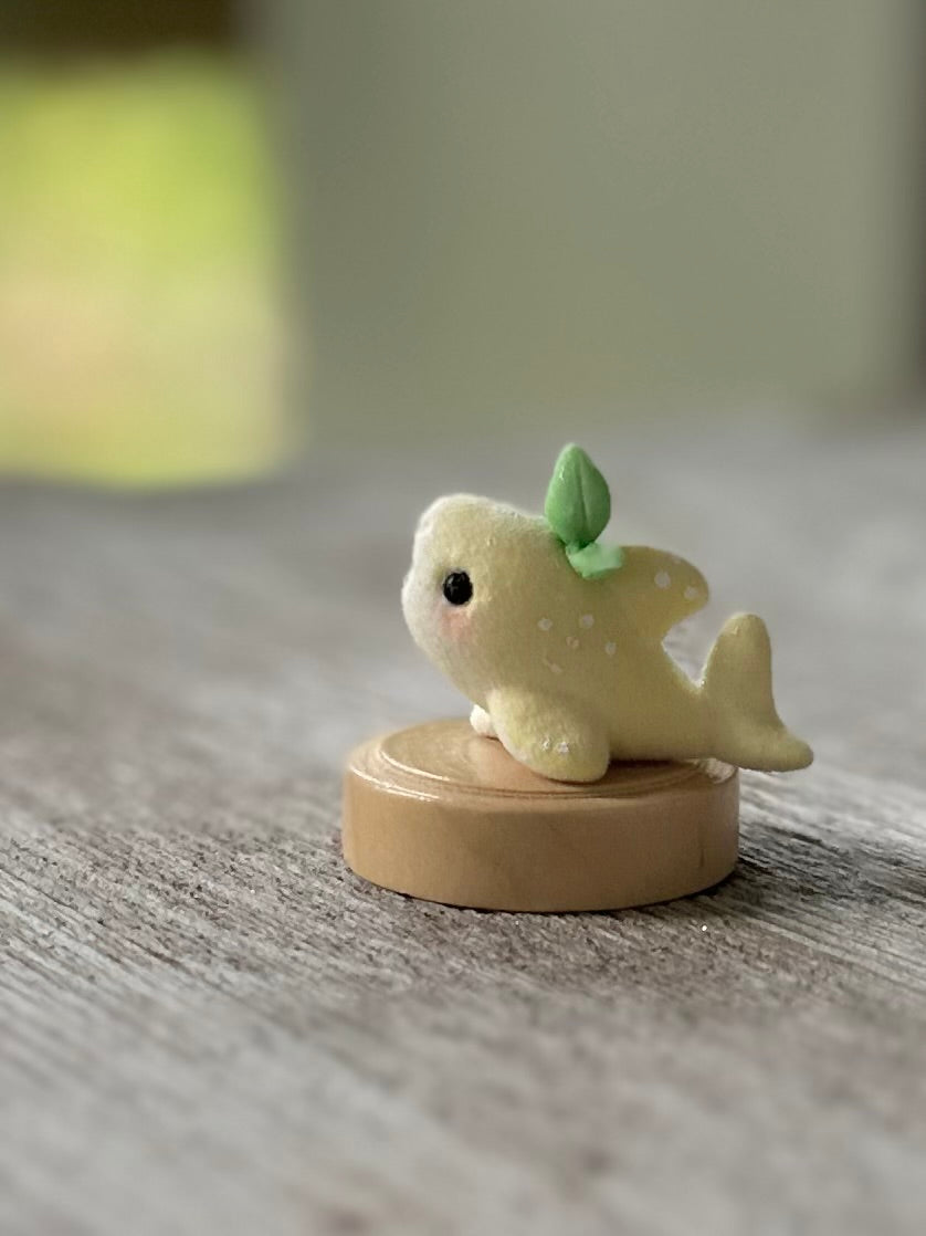 Preorder Lemon Shark  2 inch Flocked Figurine with wooden display base