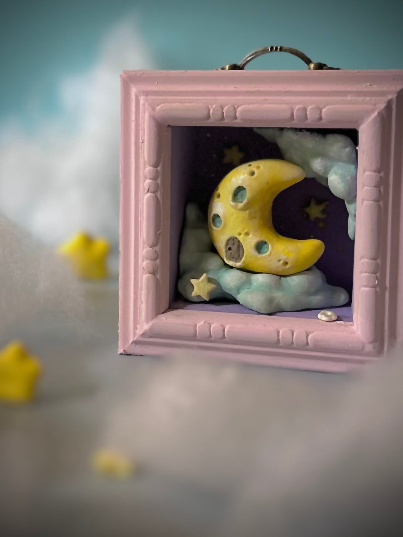Moon House  4x4 inch Story Box Wall Hanging