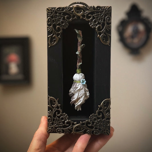 White Spare Broom 3x6 inch Story Box