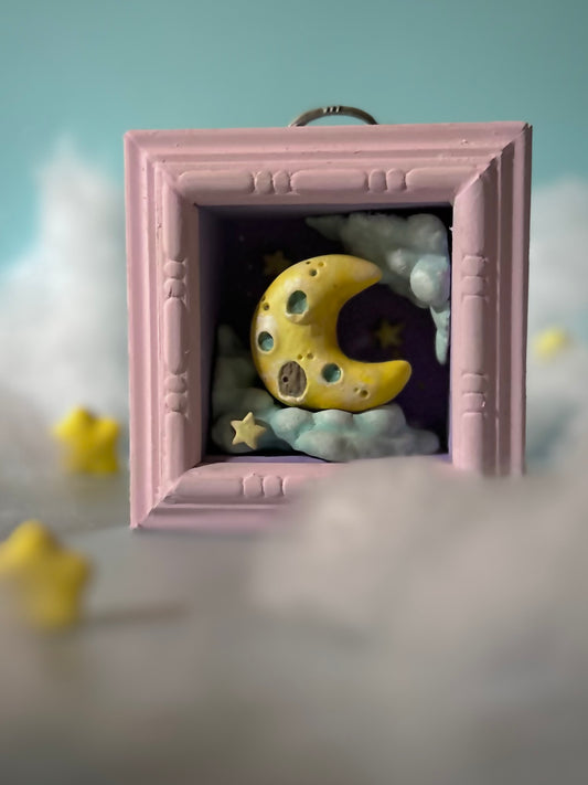 Moon House  4x4 inch Story Box Wall Hanging