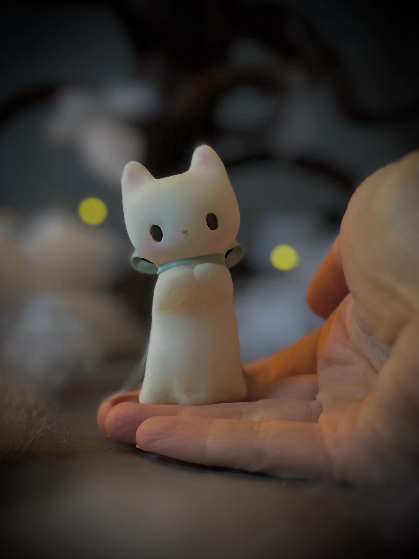 PREORDER White Ghost Kitten 3 inch resin figurine, art toy