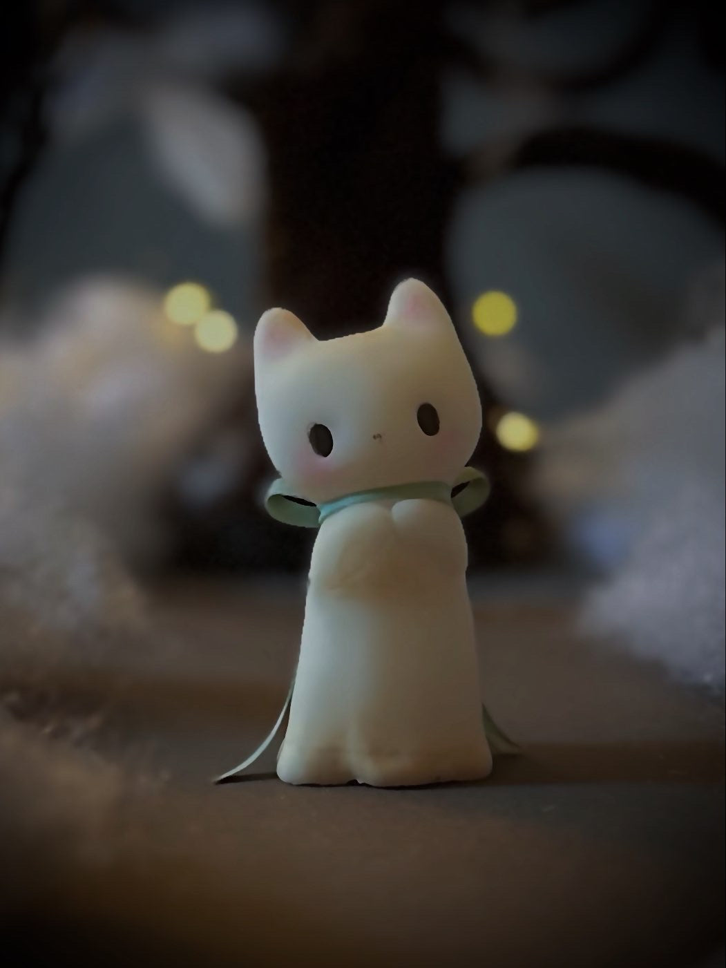 PREORDER White Ghost Kitten 3 inch resin figurine, art toy