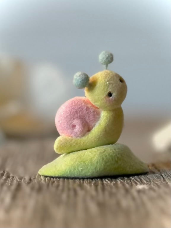 Preorder Spring Snail  1 inch Flocked Figurine