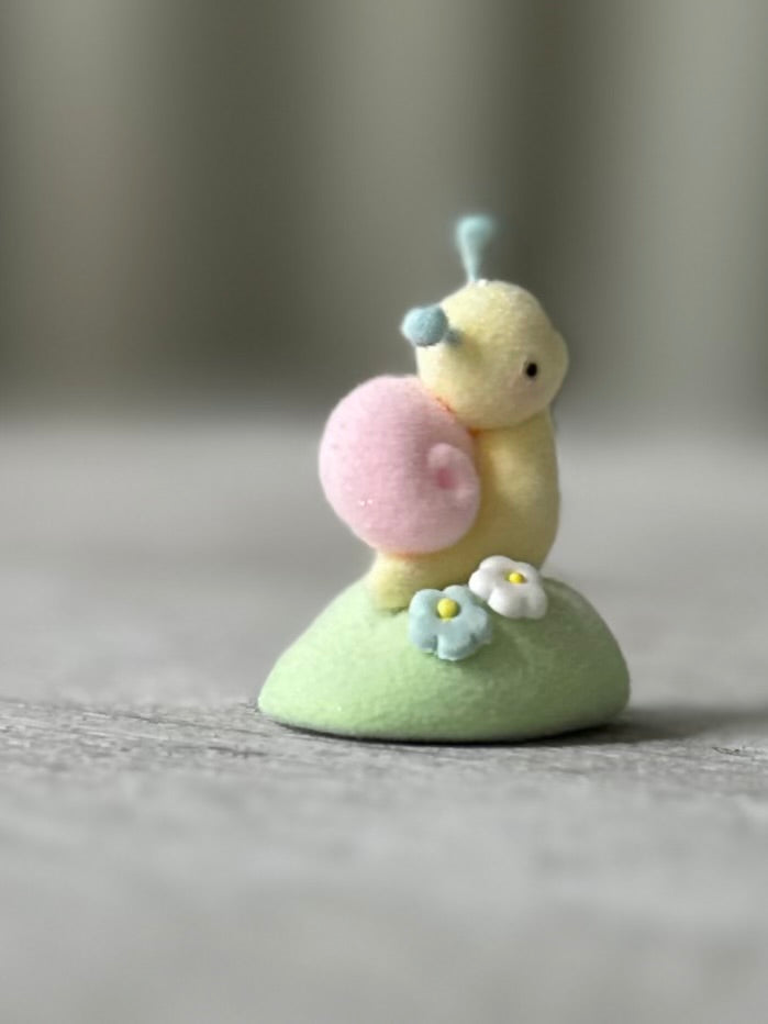 Preorder Spring Snail  1 inch Flocked Figurine