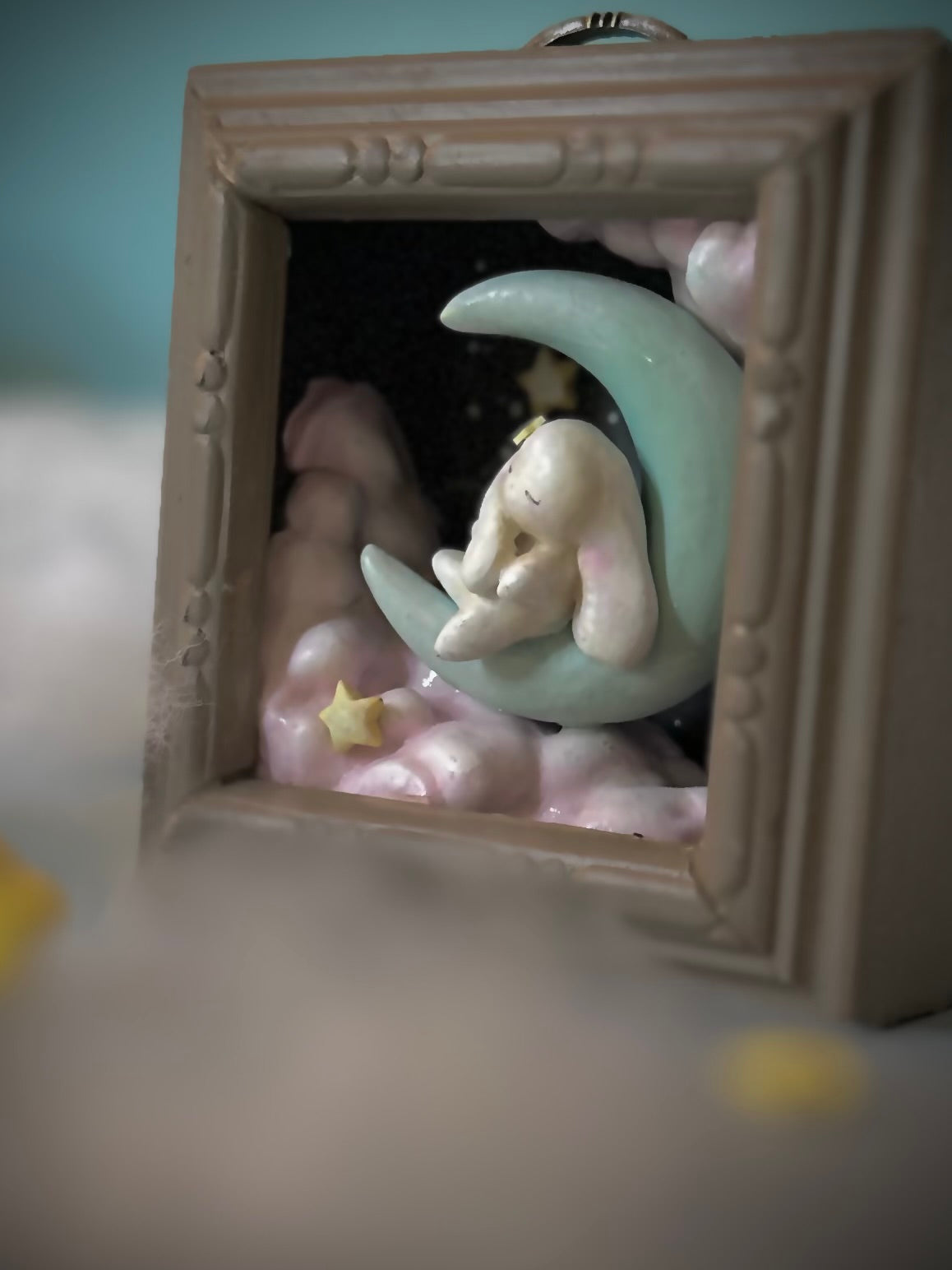 Moon Nap  4x4 inch Story Box Wall Hanging