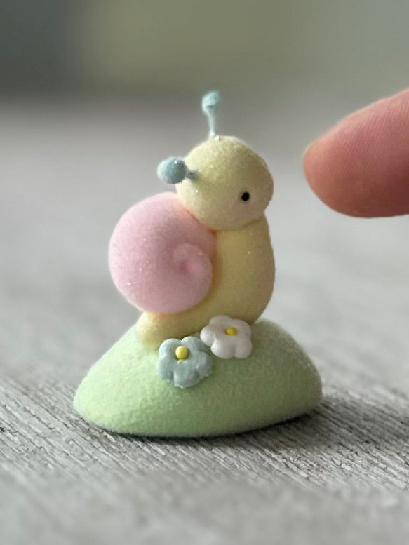 Preorder Spring Snail  1 inch Flocked Figurine