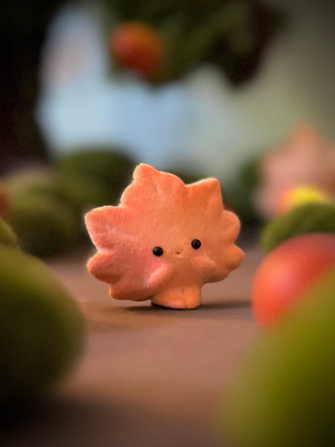 Preorder Little maple Leafy 1.5 inch Flocked Figurine with wooden display base