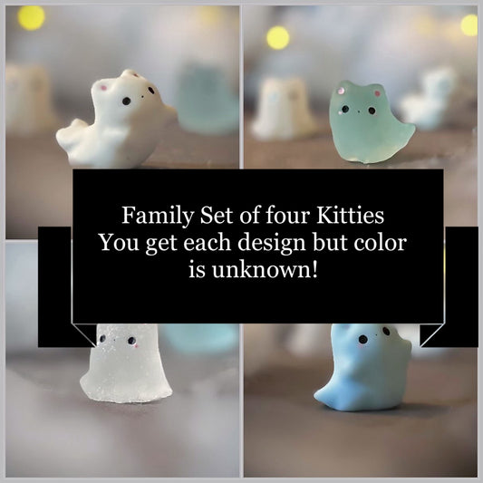 Preorder Family Set of all four Mini Ghost Kitty Blind Bag  1 inch figurine, art toy