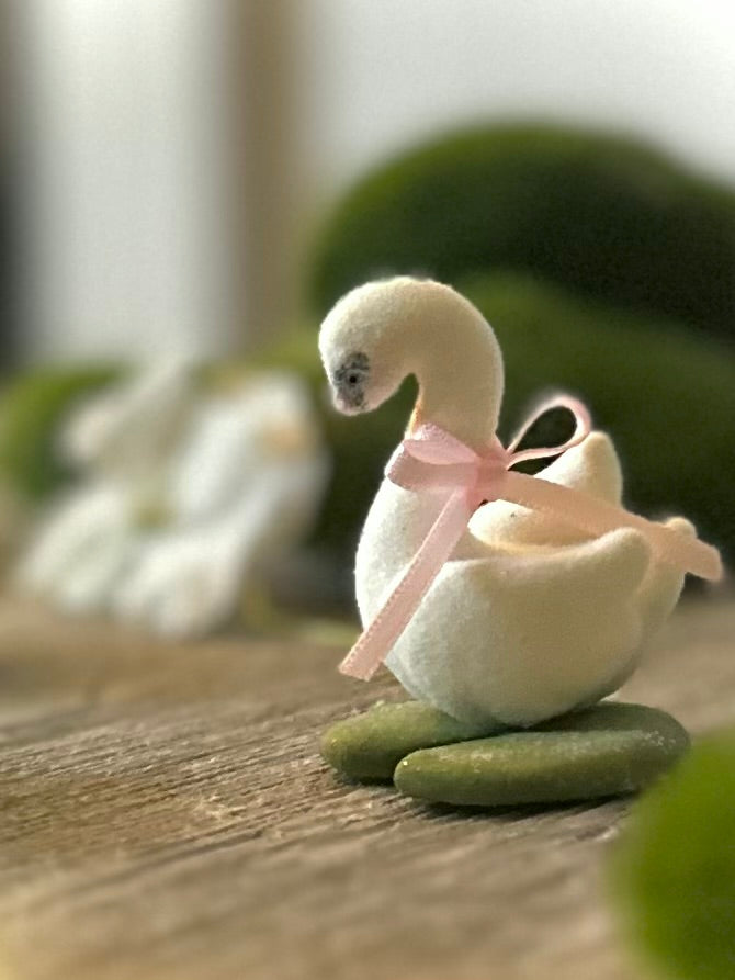 Preorder Spring Swan  1.75  inch Flocked Figurine