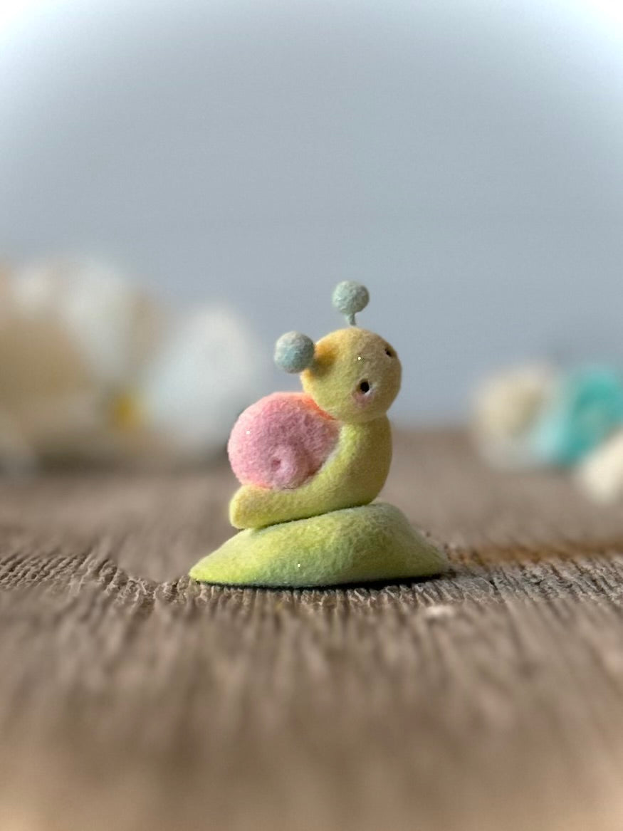 Preorder Spring Snail  1 inch Flocked Figurine