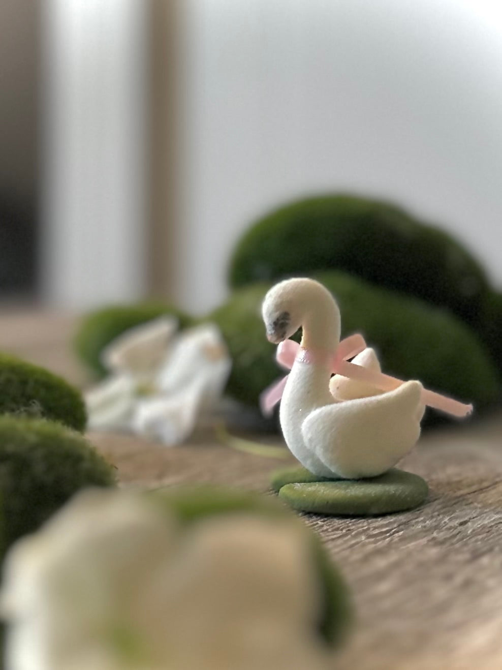 Preorder Spring Swan  1.75  inch Flocked Figurine